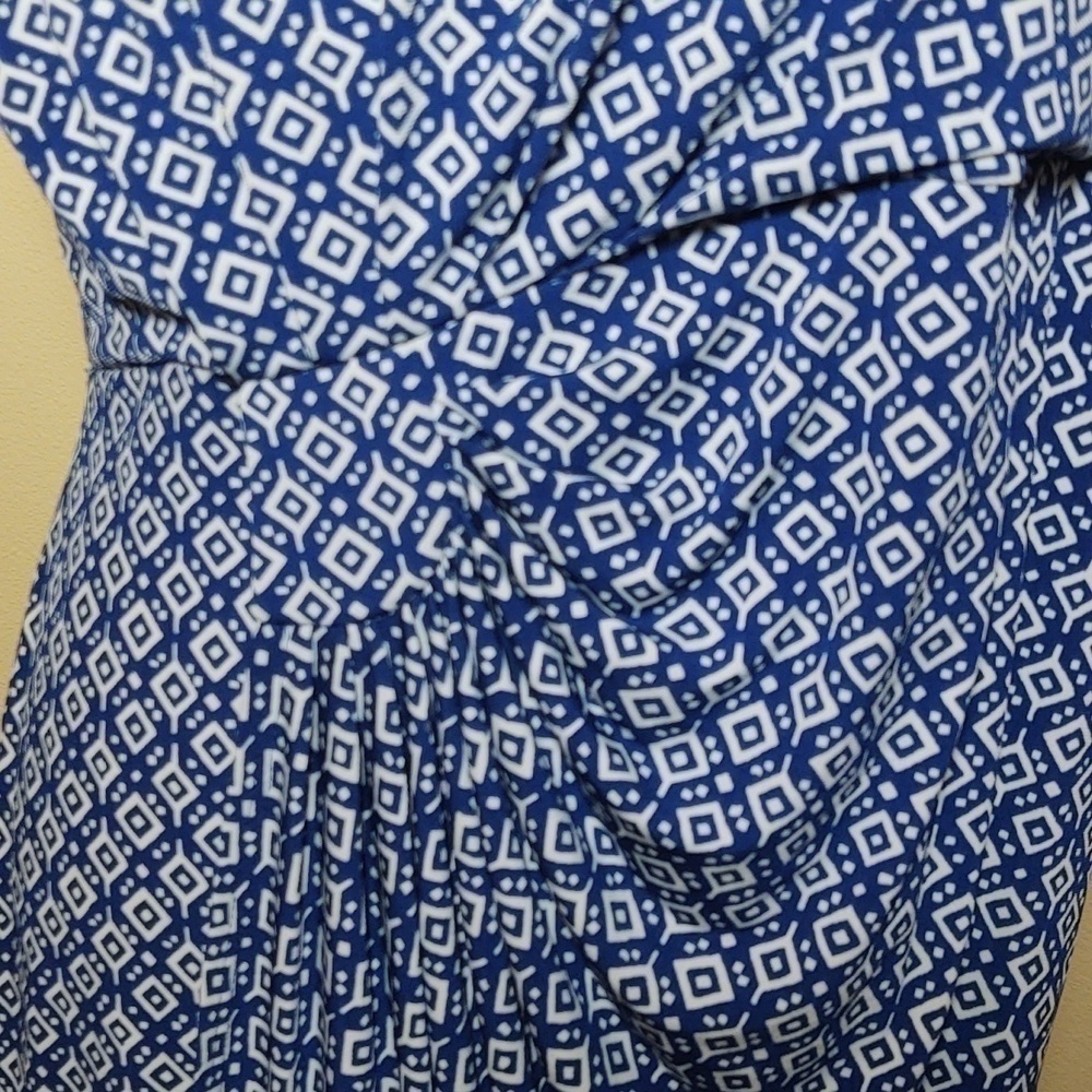Enfocus Women Blue and White Sleeveless Dress - Picture 2 of 12